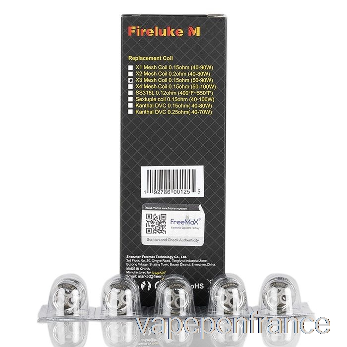 Freemax Fireluke M / Tx Bobines De Remplacement De Maille 0,15ohm X3 Bobines De Maille Stylo Vape